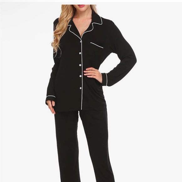Ekouaer Other - Women's Black Pajama Set with White Trim